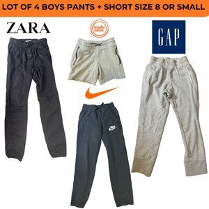 Lot of 4 Boys Pants & Shorts Size Small 8–9 Nike Zara GAP Wonder Nation Joggers